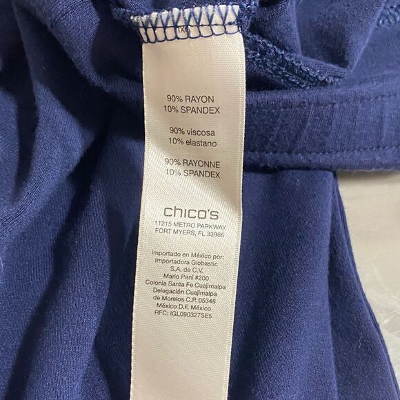 Chico’s Navy Wide Leg Knit Pants with Striped Hem |‎ Size 0 (S) - Picture 11 of 11